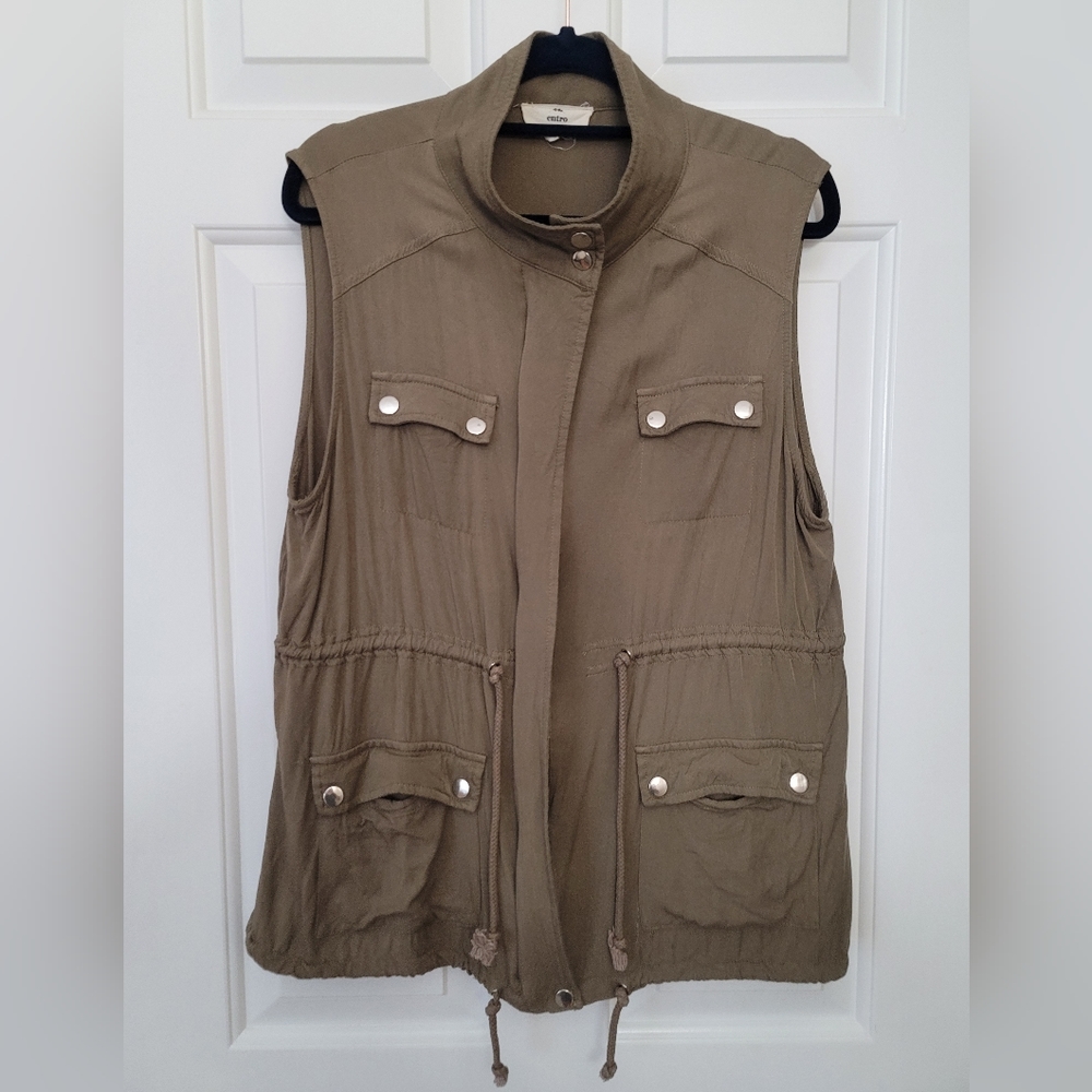 Entro Olive Green Zip-up Military Vest - Size L